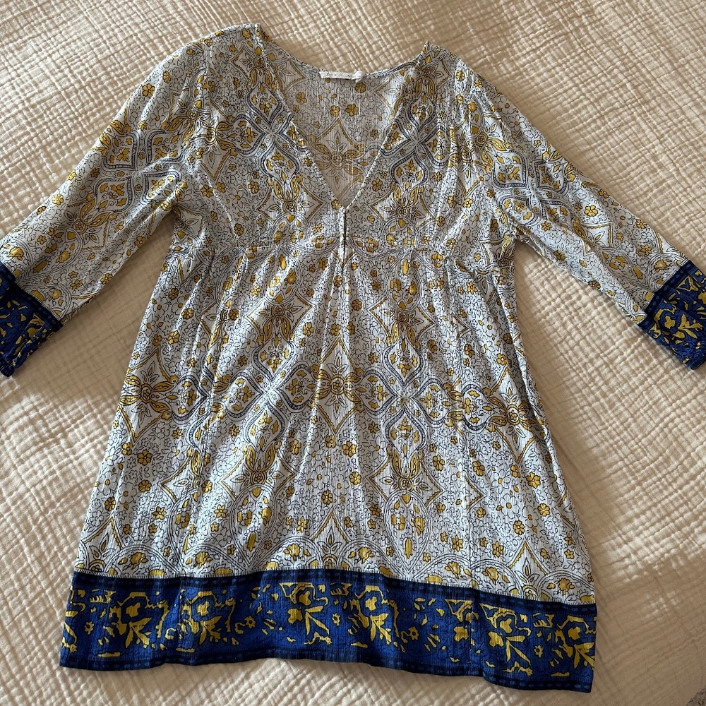 JOIE A LA PLAGE COTTON TUNIC MINI DRESS - SIZE M